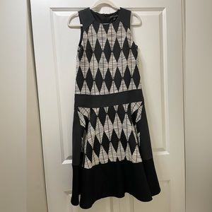 Banana Republic heavyweight, knit cotton blend dress, Black & White, lined